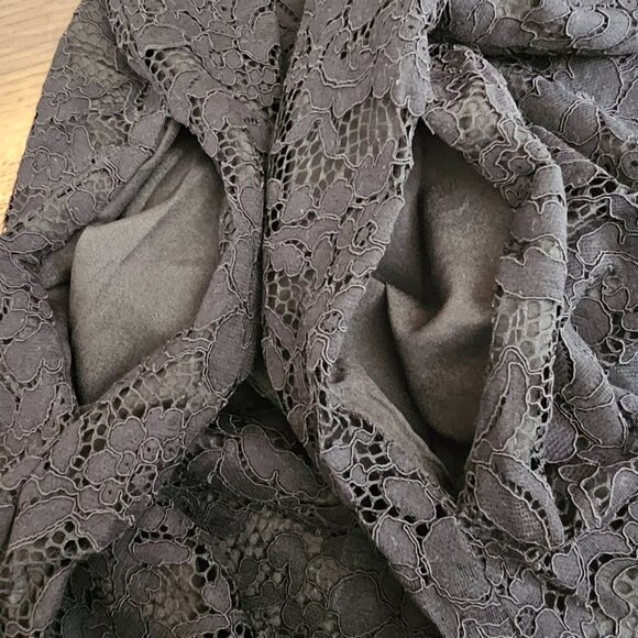 NWT! Gold Hawk Flounce Hem Lace Midi Slip A-Line Dress, M, Black - Picture 9 of 12